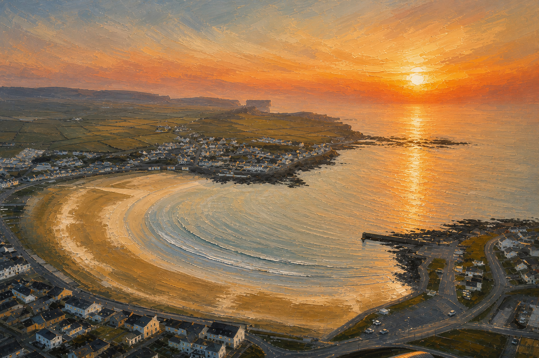 Kilkee Bay at sunset — sea swimming on Ireland's West Clare coast